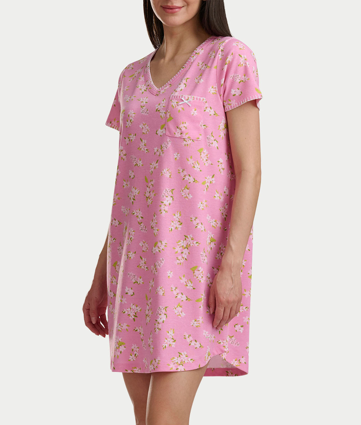 Blanket Stitching Knit Sleep Shirt