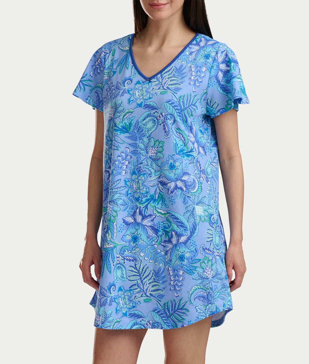 Flutter Sleeve Knit Sleep Shirt