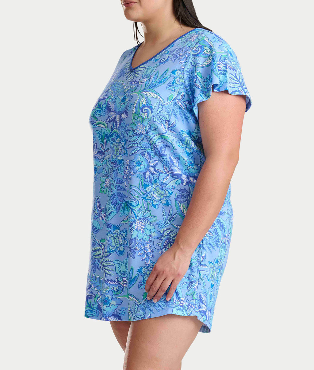 Flutter Sleeve Knit Sleep Shirt