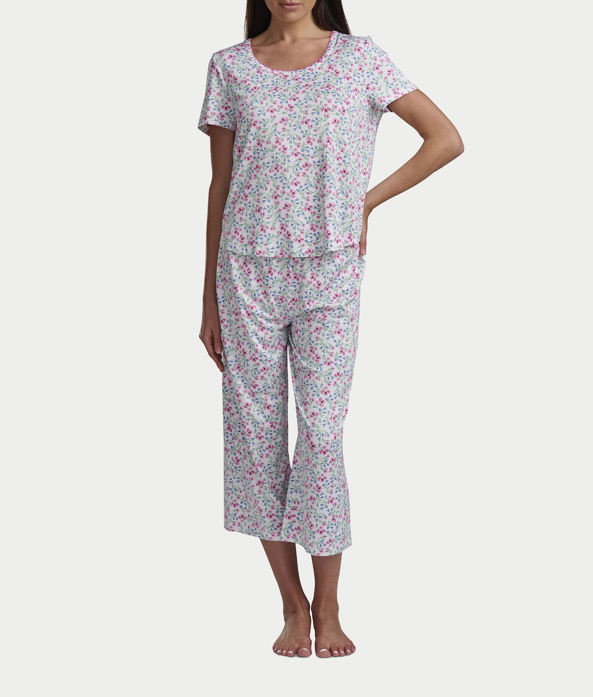 KN Cool Scoop Neck Tee Knit Capri Pajama Set