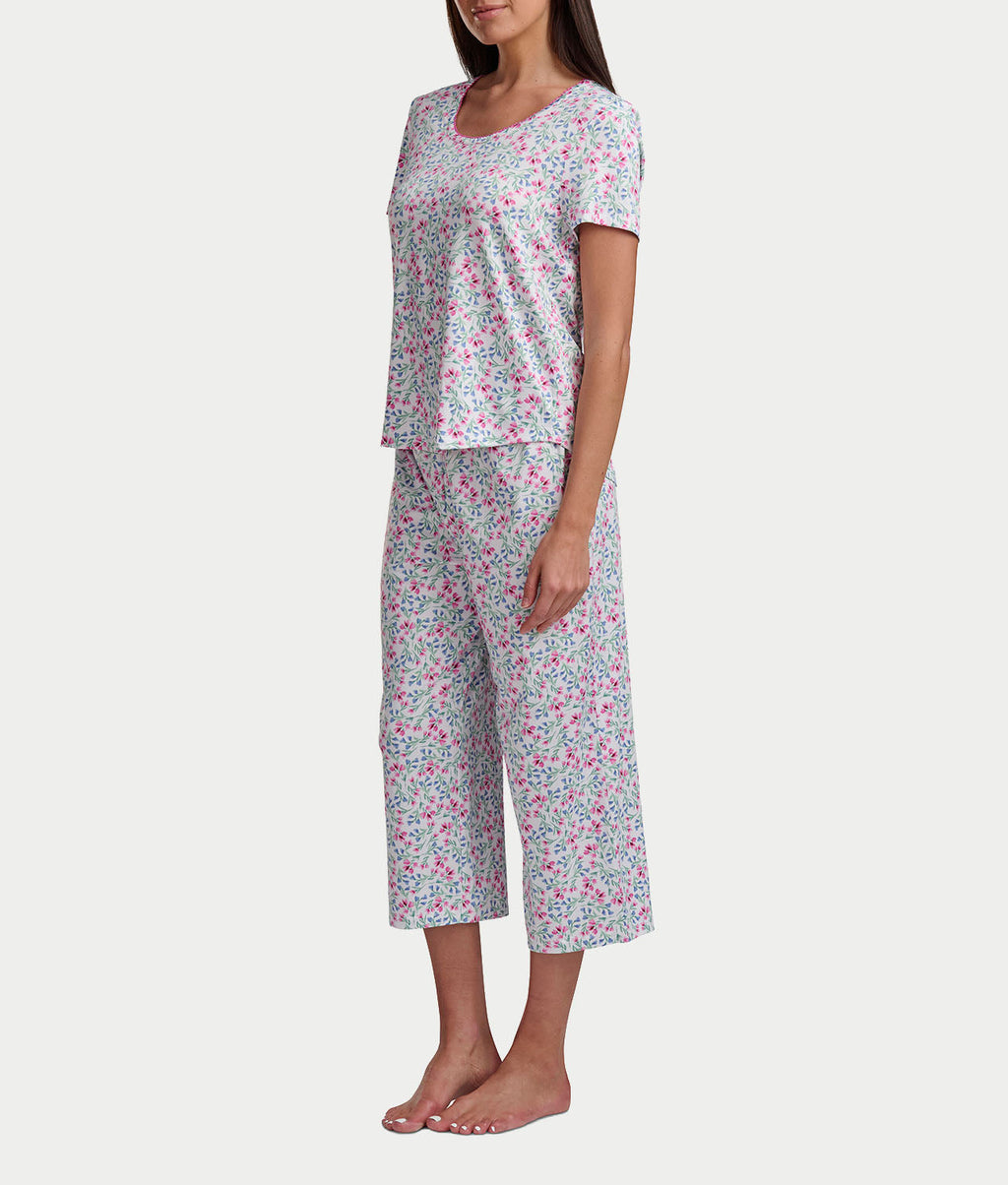 KN Cool Scoop Neck Tee Knit Capri Pajama Set