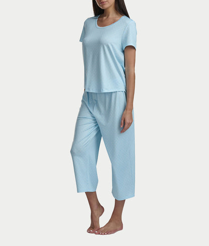 KN Cool Scoop Neck Tee Knit Capri Pajama Set