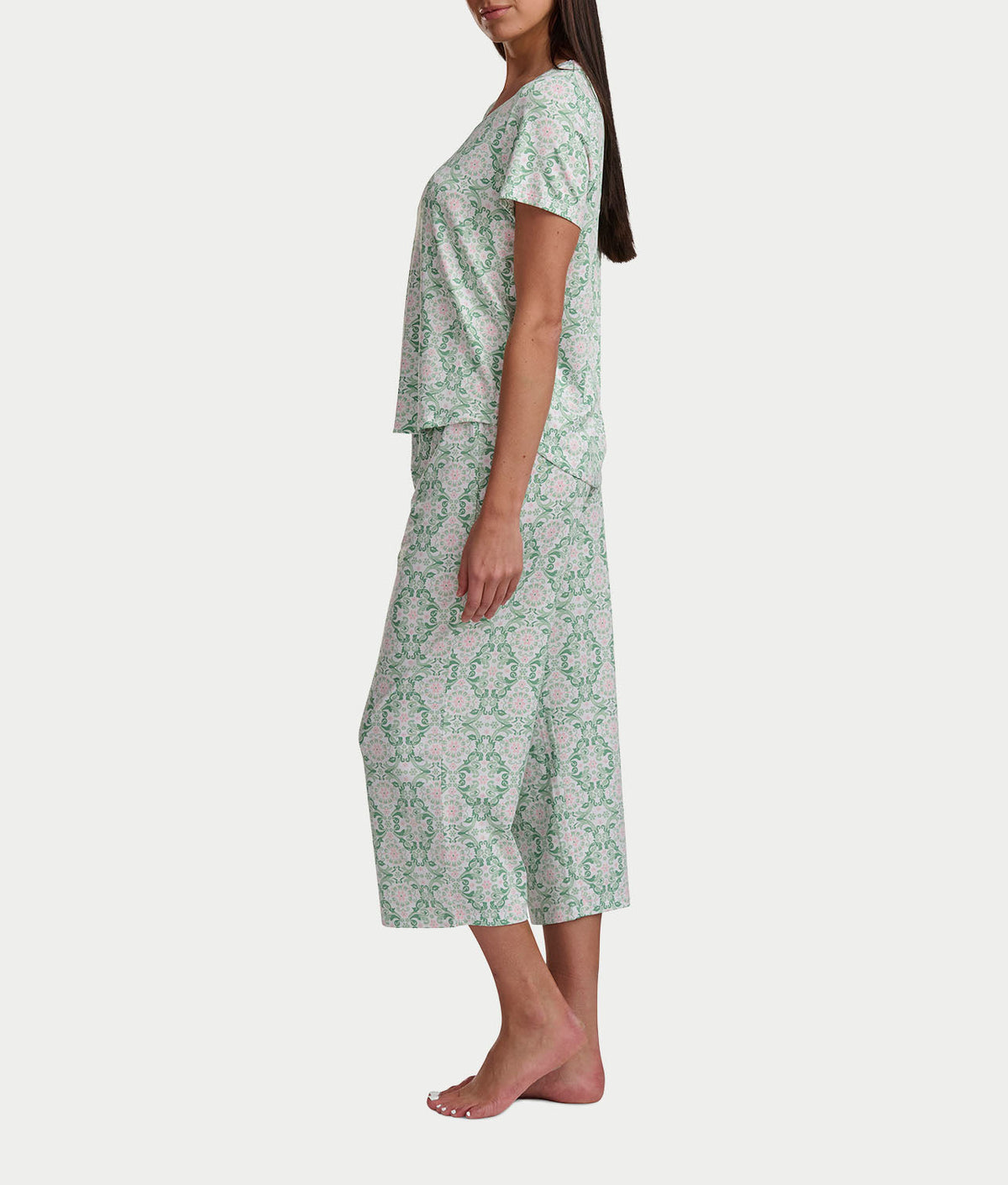 KN Cool Scoop Neck Tee Knit Capri Pajama Set