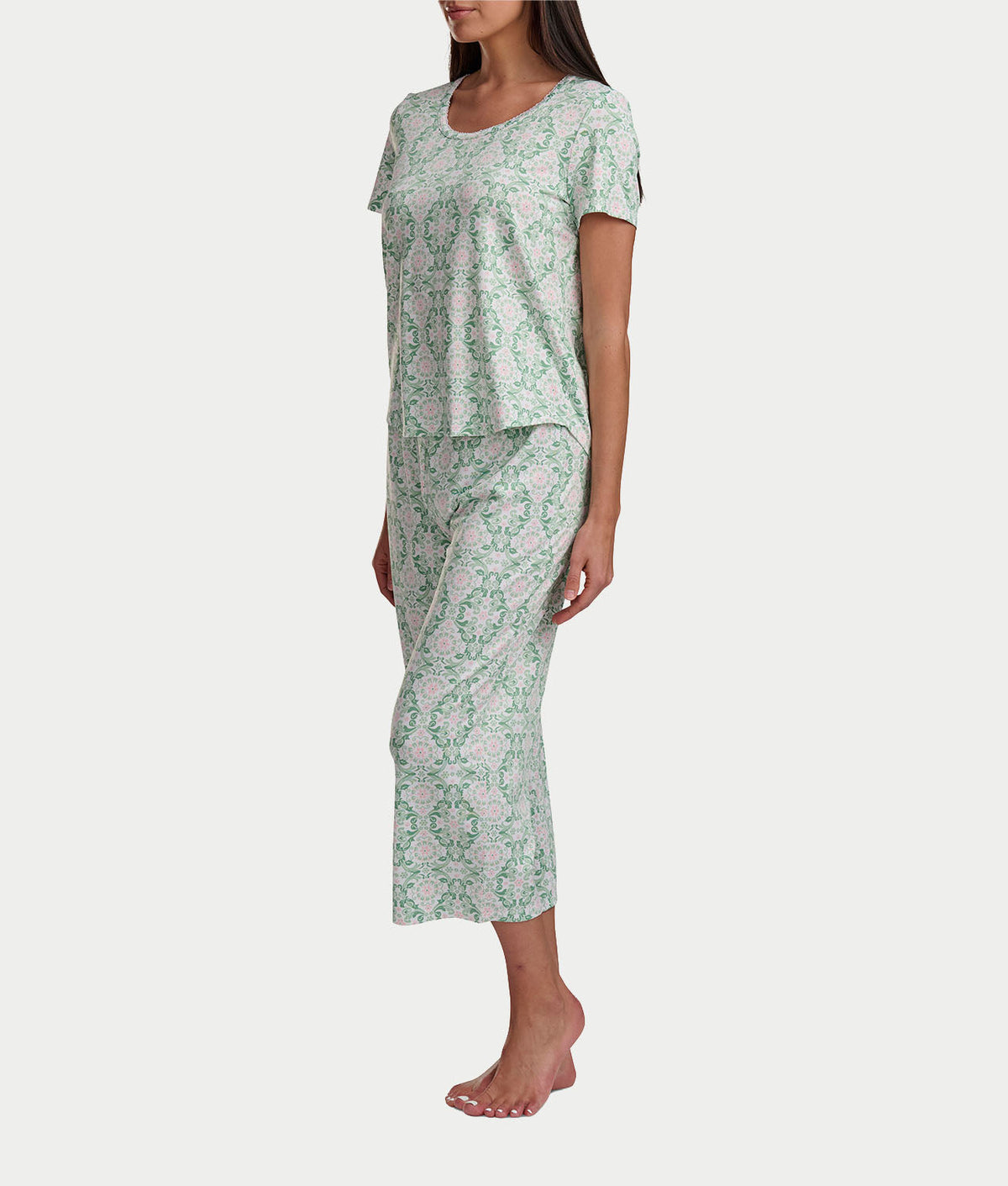 KN Cool Scoop Neck Tee Knit Capri Pajama Set
