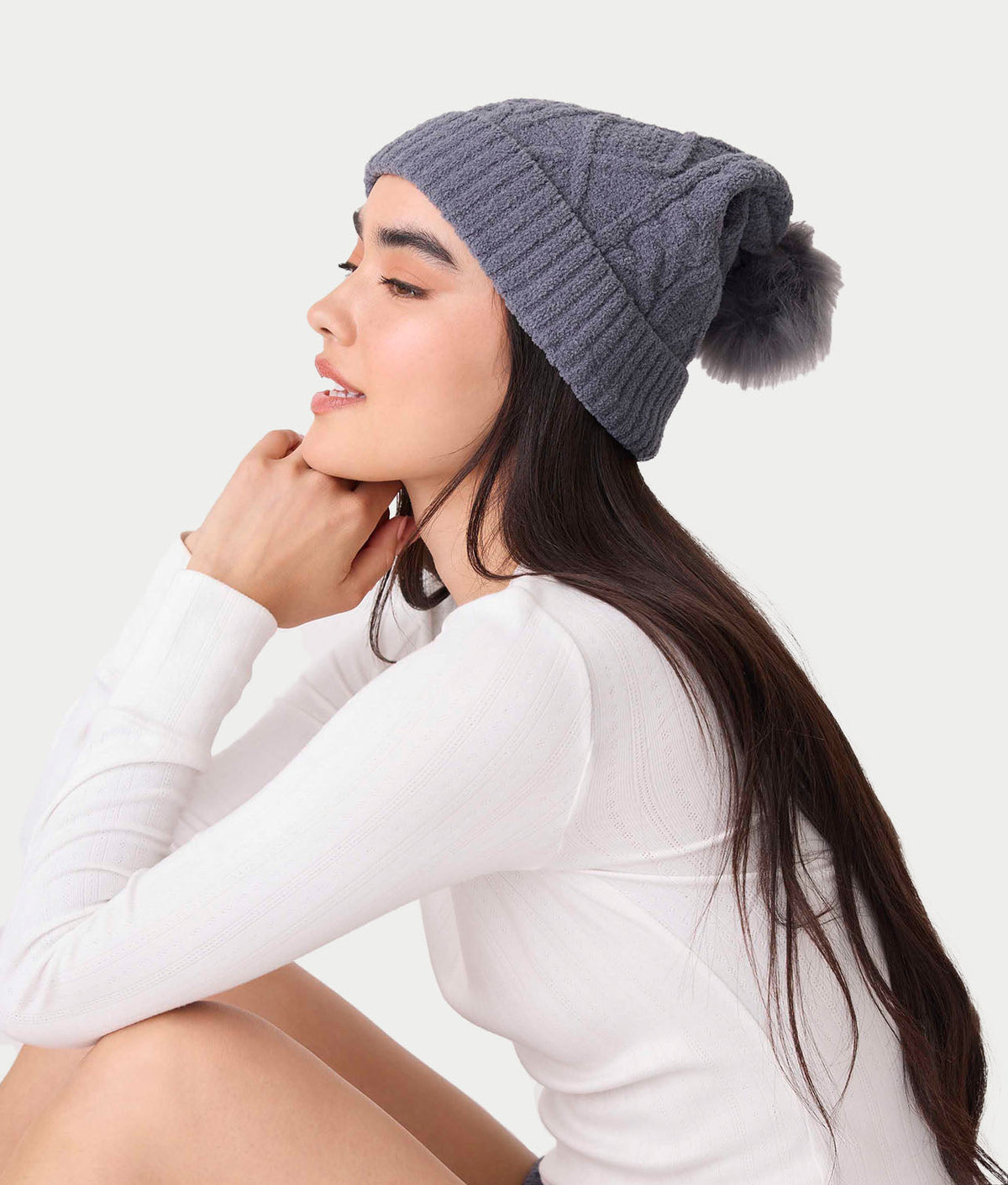 Chenille Cable Knit Crew Beanie