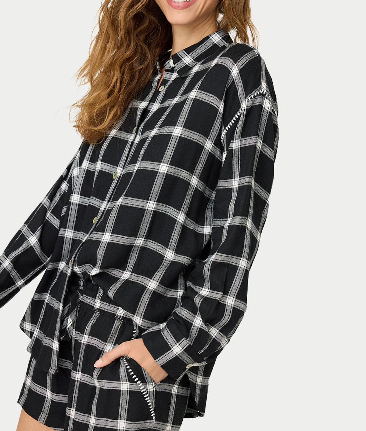 Cozy & Chic Woven Plaid Pajama Shorts Set