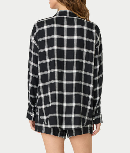 Cozy & Chic Woven Plaid Pajama Shorts Set