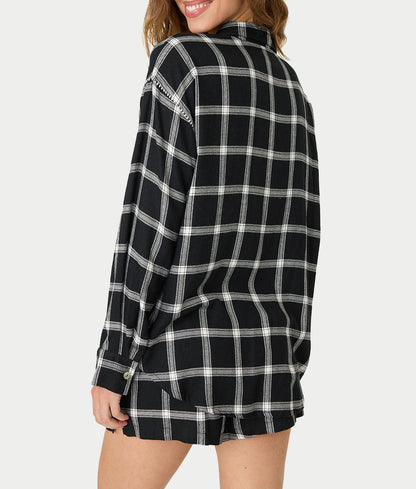 Cozy & Chic Woven Plaid Pajama Shorts Set