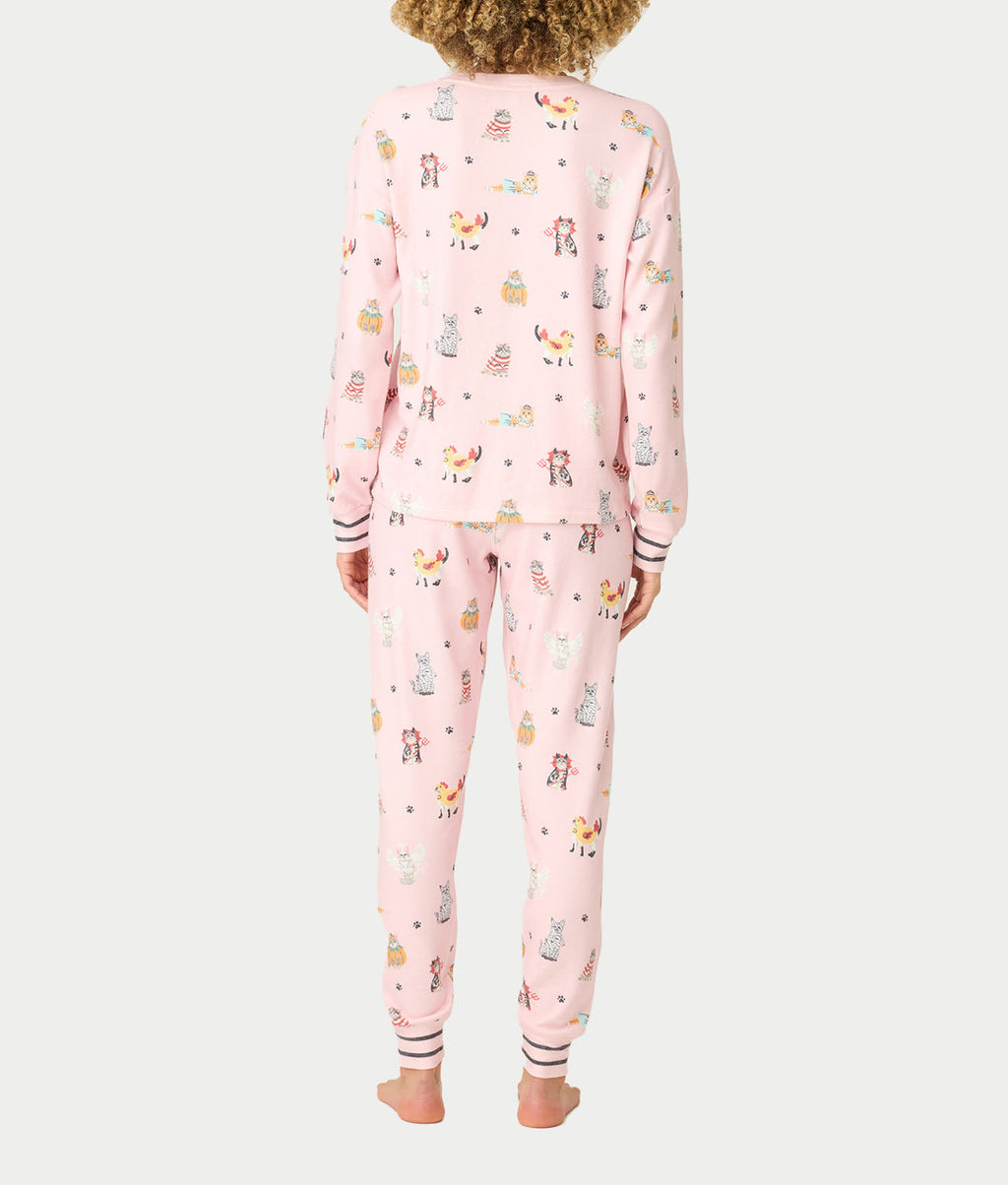 Feline Spooky Halloween Cat Knit Pajama Set