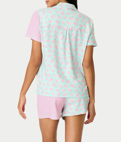 Secret Garden Striped Floral Knit Pajama Set