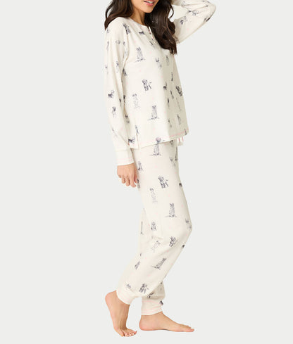 My Dog Is My Valentine Thermal Knit Pajama Set