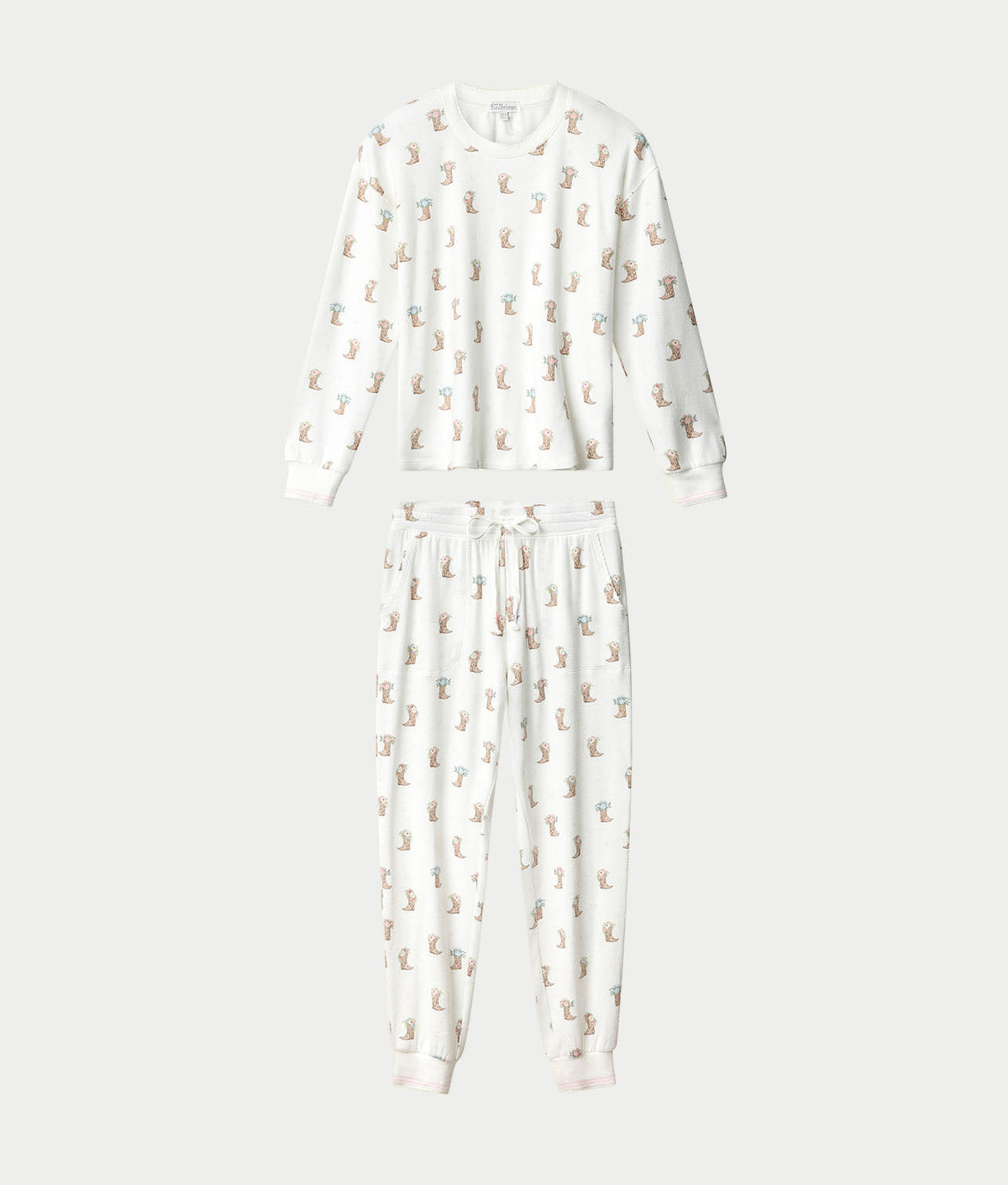Western Blooms Boot Bouquet Knit Pajama Set