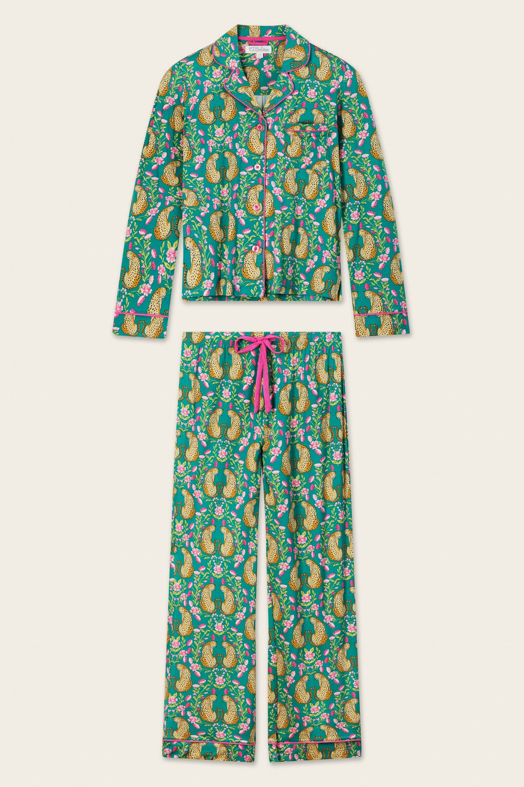 Cheetah Bonita Dreams Cheetah Print Long Sleeve Pajama Set