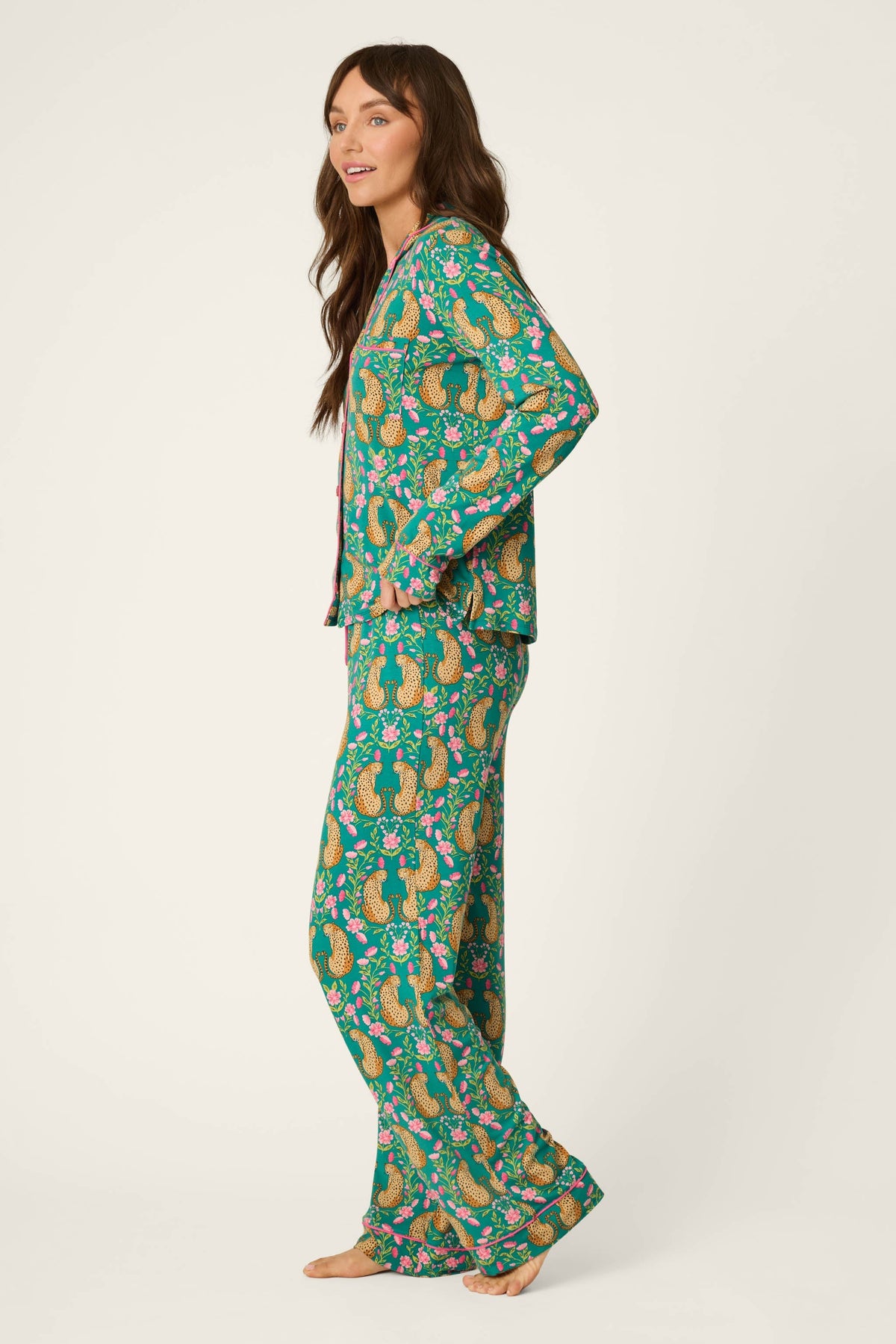 Cheetah Bonita Dreams Cheetah Print Long Sleeve Pajama Set