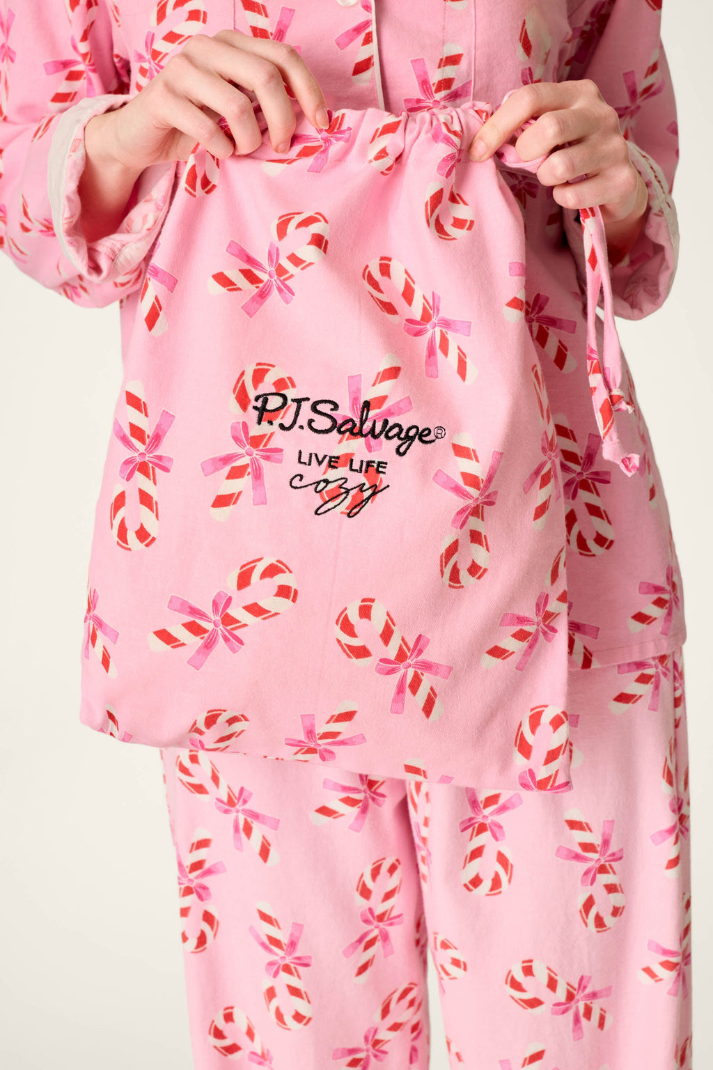 Sweeter Than Sugar Candy Cane Print 4-Piece Pajama Set