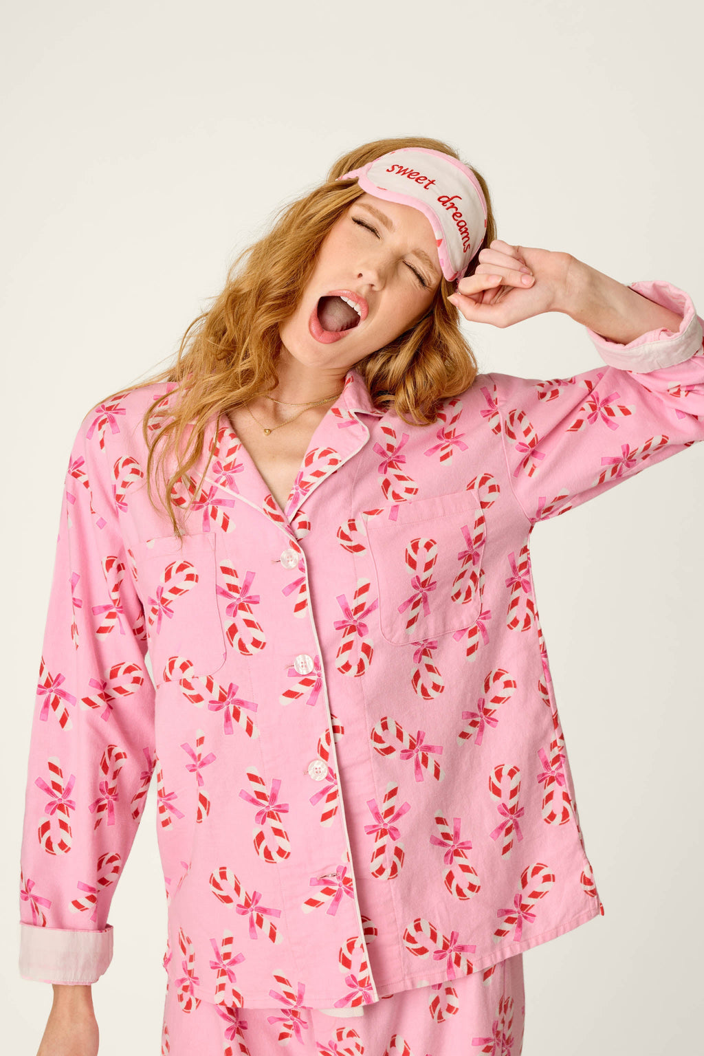 Sweeter Than Sugar Candy Cane Print 4-Piece Pajama Set