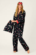 Christmas Cocktails Martini Print 4-Piece Pajama Set