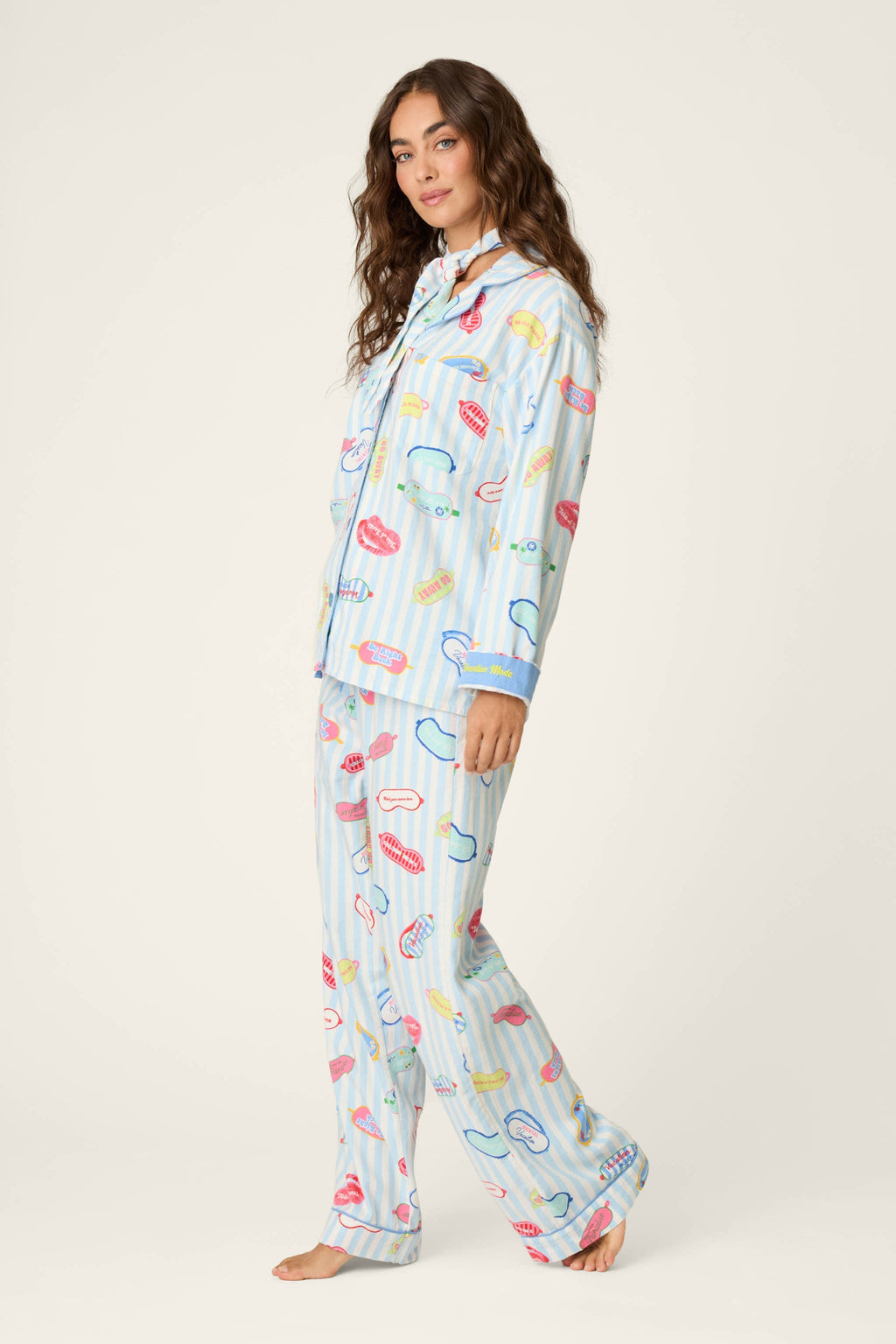 Out of Office Eyemask Print 3-Piece Flannel Pajama Set