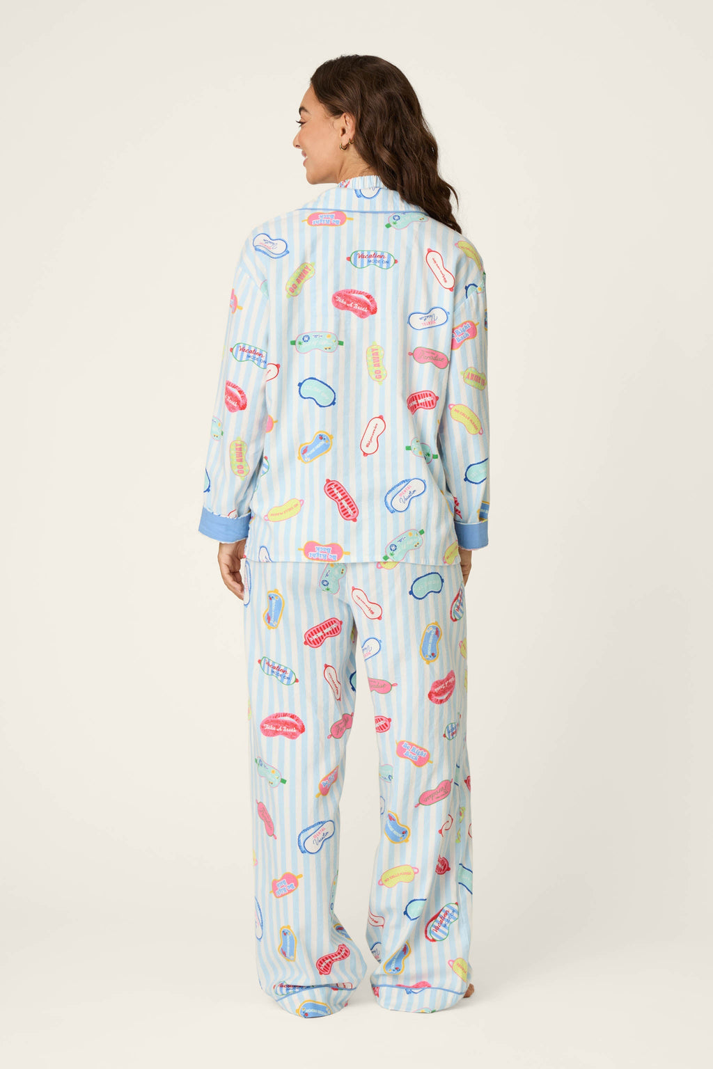 Out of Office Eyemask Print 3-Piece Flannel Pajama Set