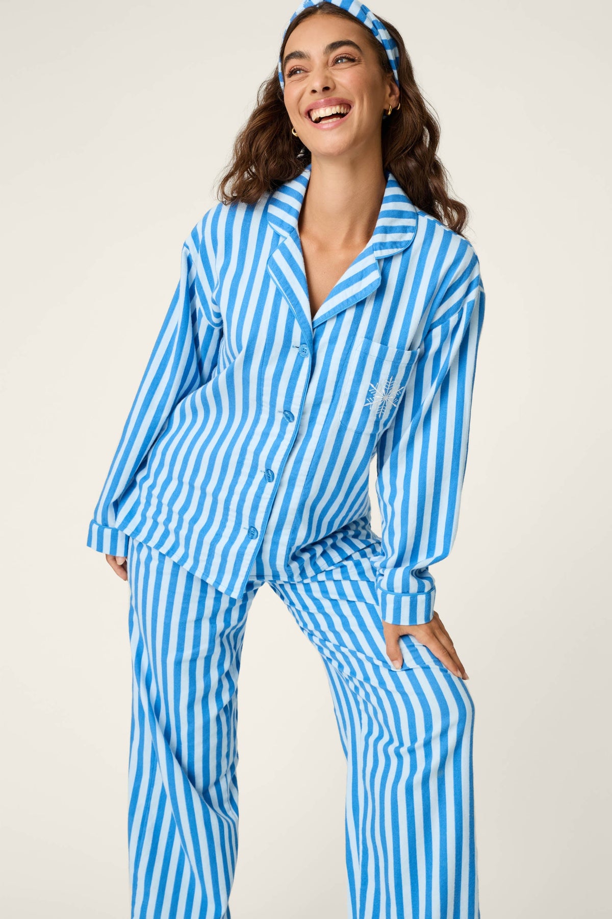 Snowflake Icon 3-Piece Long Sleeve Flannel PJ Set