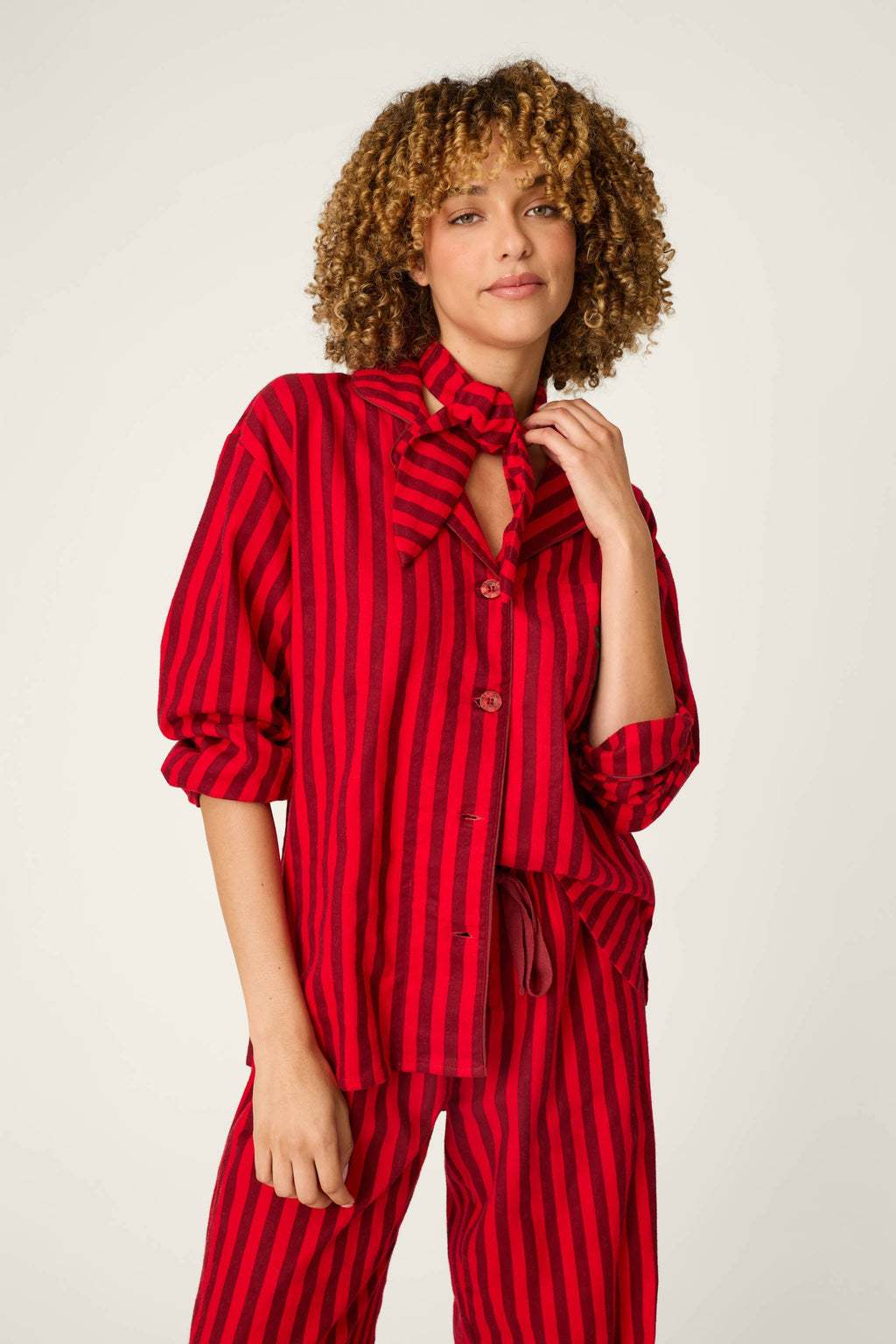 Bow Icon 3-Piece Long Sleeve Flannel PJ Set