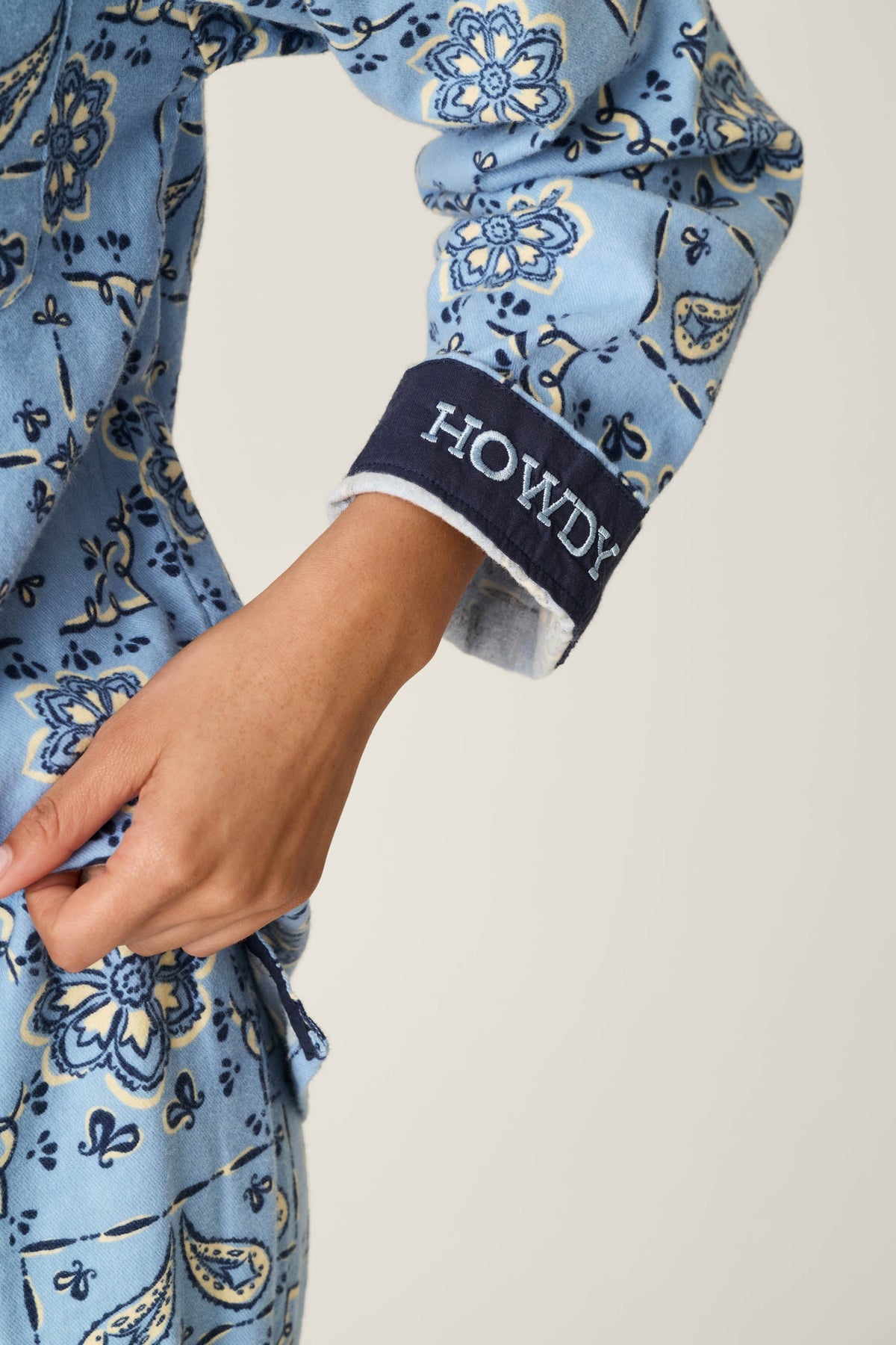 Classic Paisley Bandana Print 3-Piece Flannel Pajama Set