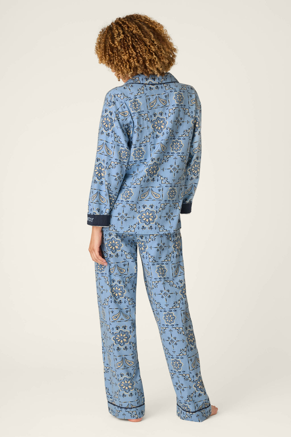 Classic Paisley Bandana Print 3-Piece Flannel Pajama Set