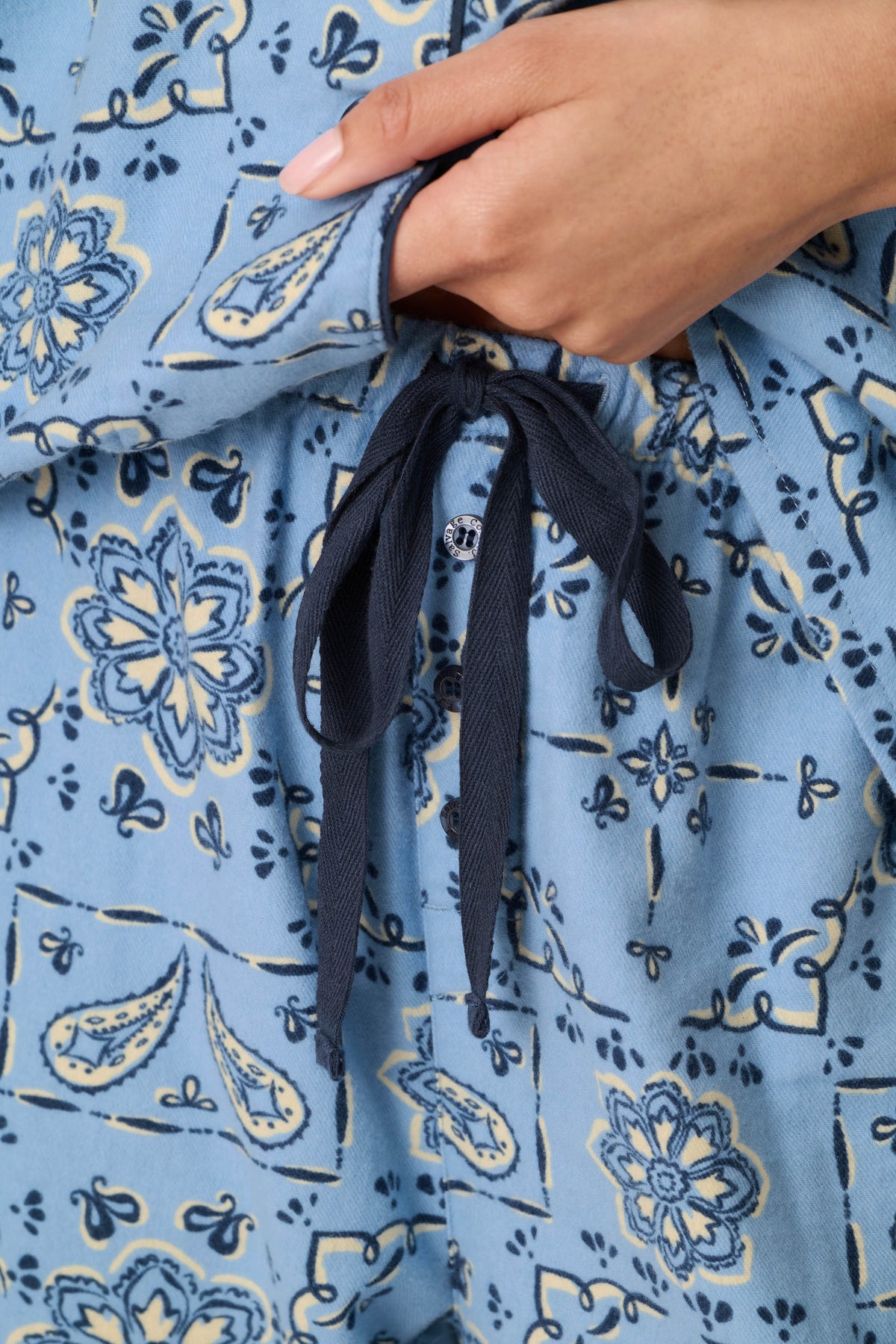 Classic Paisley Bandana Print 3-Piece Flannel Pajama Set