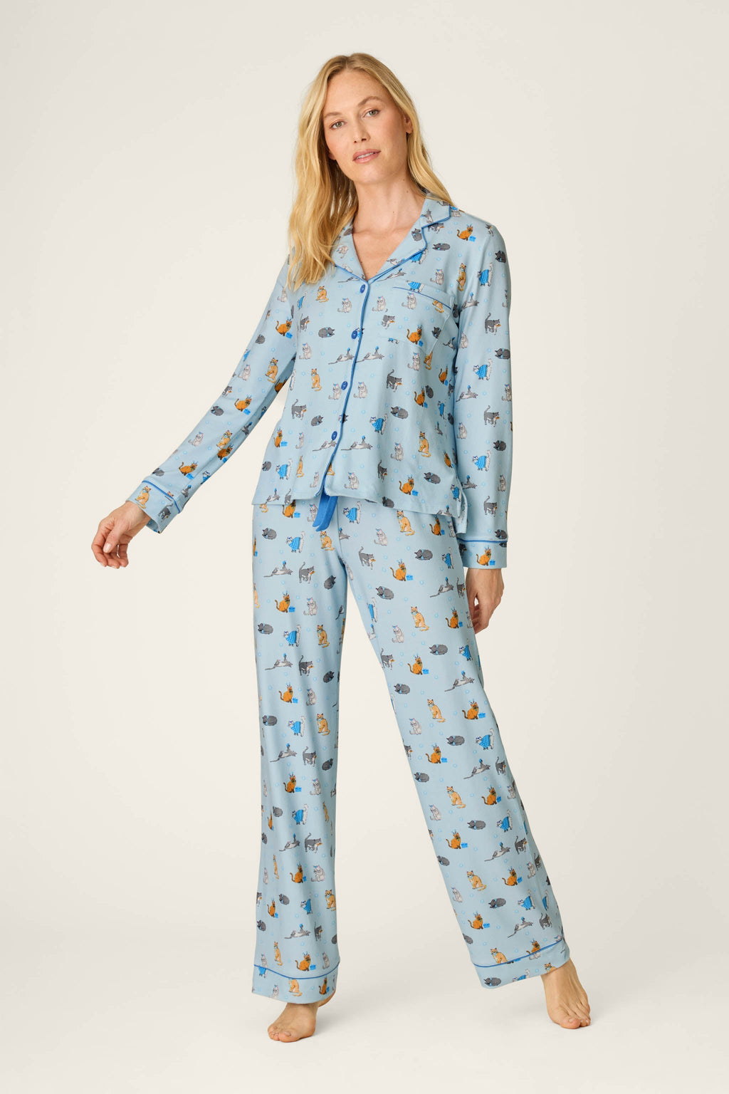 Hanukkatz Paws for Celebration Cat Print Pajama Set