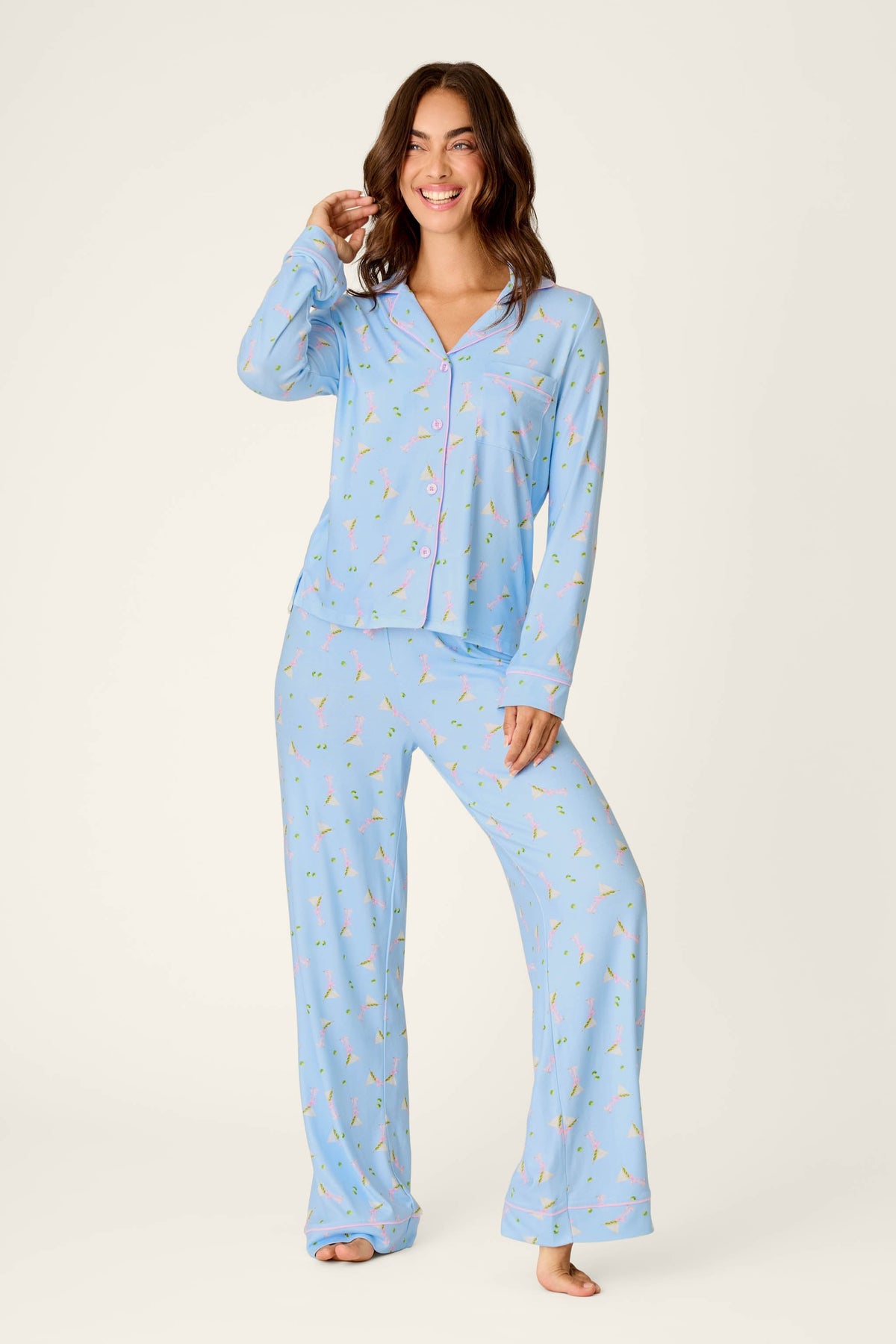 Olive You Martini Print Long Sleeve Pajama Set