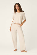 Weekend Waffles Light Oatmeal Cropped Pajama Set