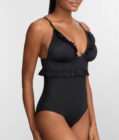 The Slimming Ruffle Plunge One-Piece