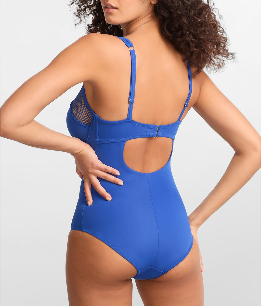 The Slimming Underwire Mesh Plunge One-Piece
