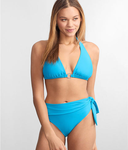 Ring-Front Triangle Halter Bikini Top