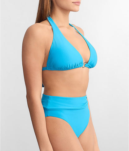 Ring-Front Triangle Halter Bikini Top
