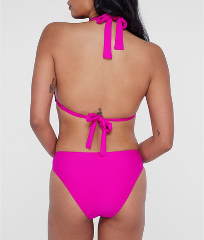 Ring-Front Triangle Halter Bikini Top
