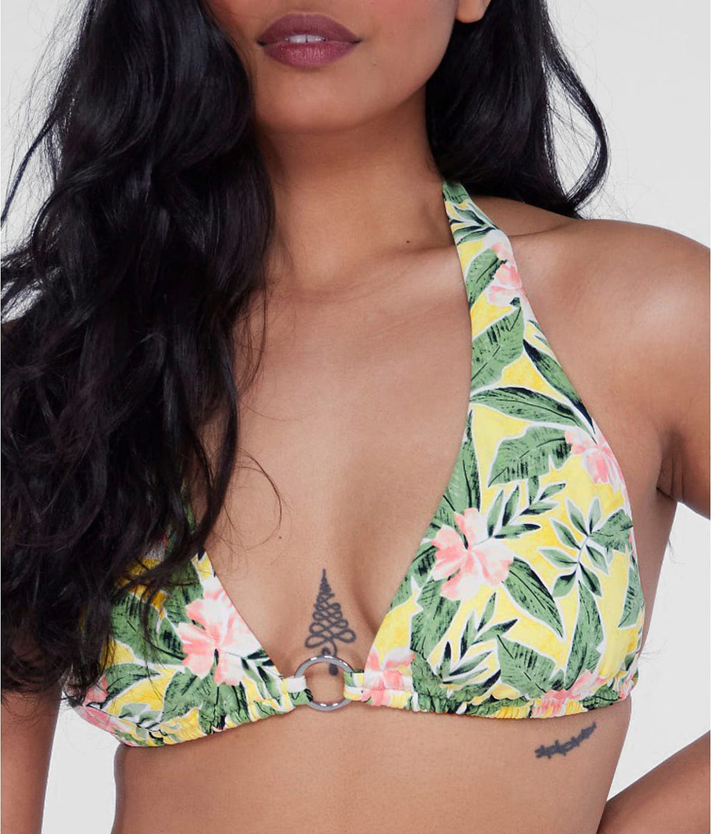 Ring-Front Triangle Halter Bikini Top
