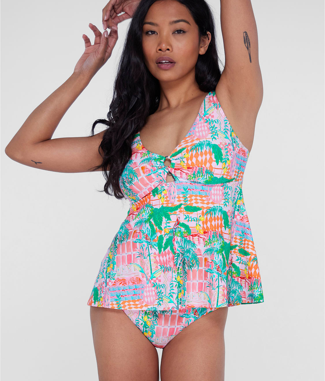 Ring-Front Underwire Tankini Top