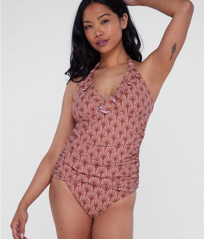 Ruffle Halter Underwire Tankini Top