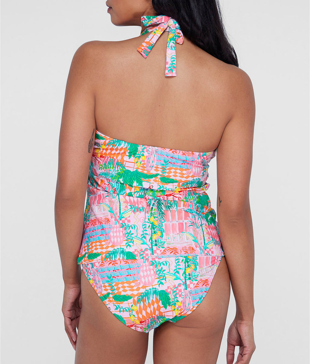 Ruffle Halter Underwire Tankini Top