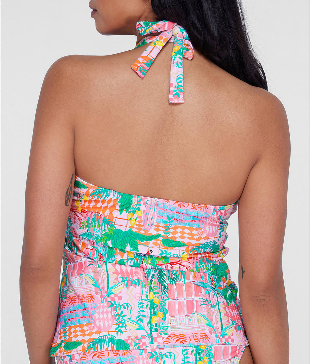 Ruffle Halter Underwire Tankini Top