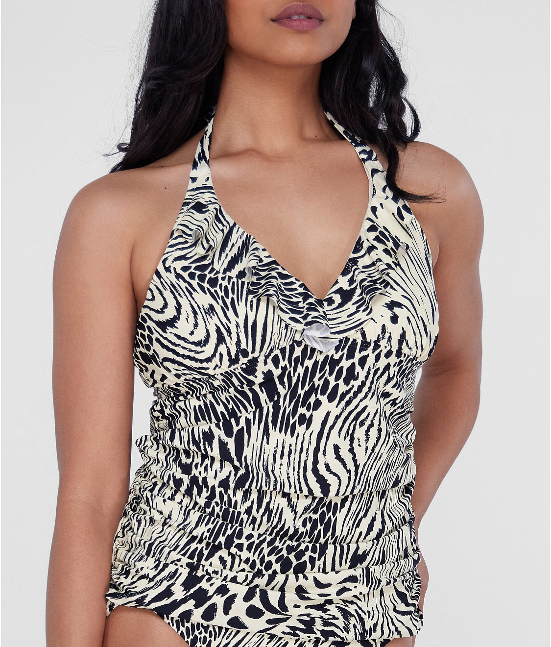 Ruffle Halter Underwire Tankini Top