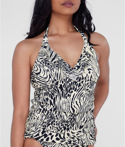 Ruffle Halter Underwire Tankini Top