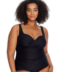 Plus Size Eco Onyx Shirred Underwire Tankini Top