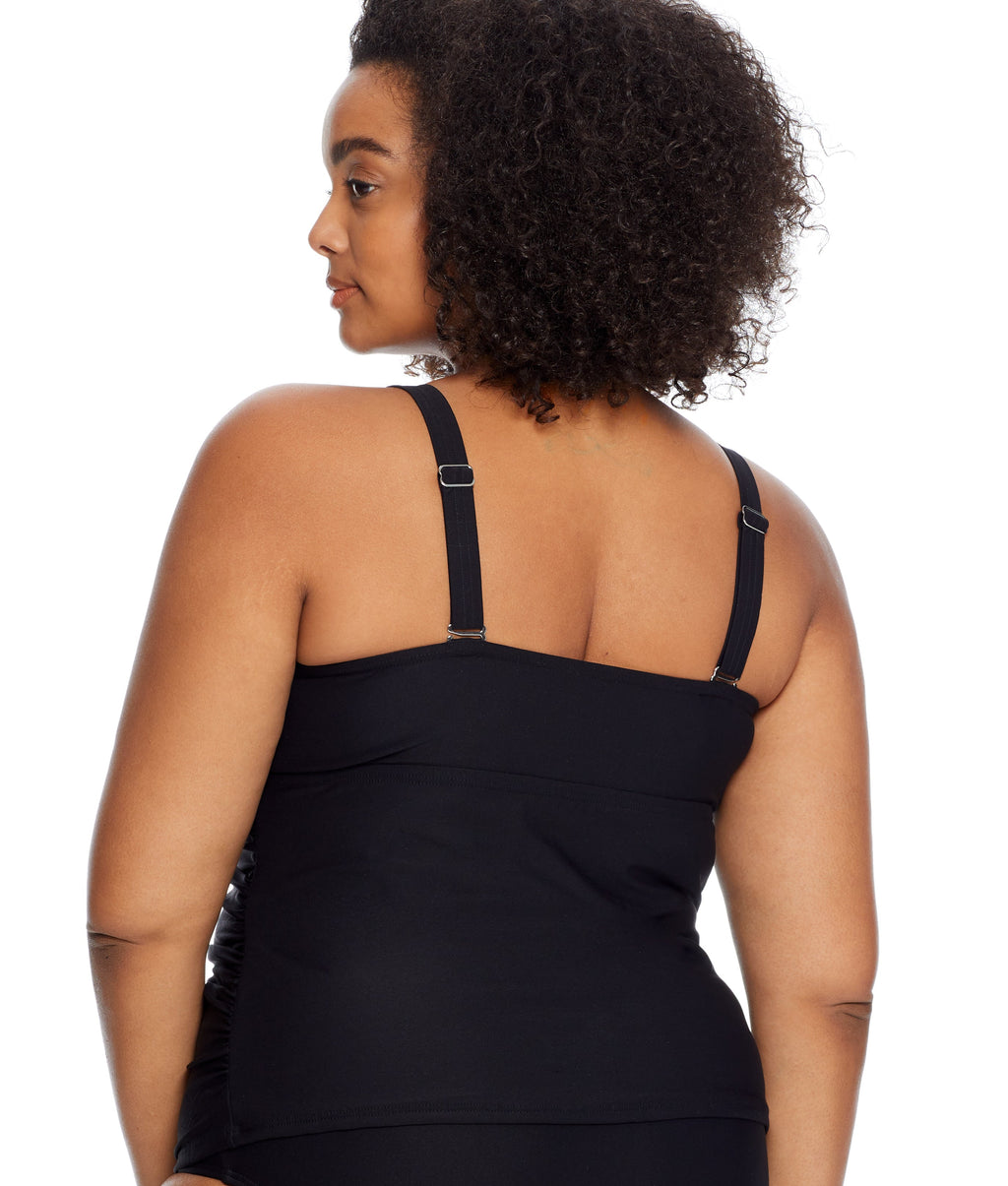 Plus Size Eco Onyx Shirred Underwire Tankini Top