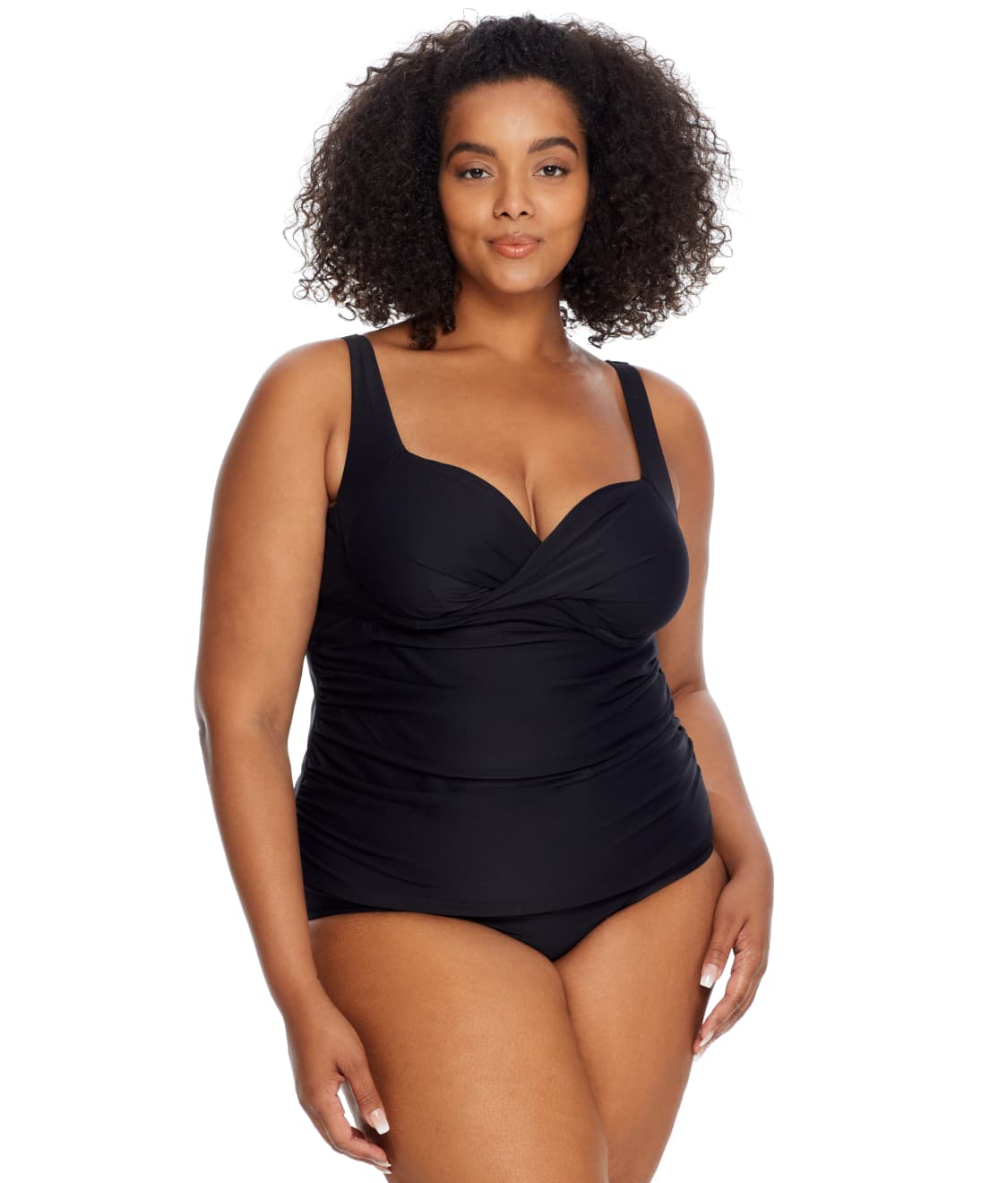 Plus Size Eco Onyx Shirred Underwire Tankini Top