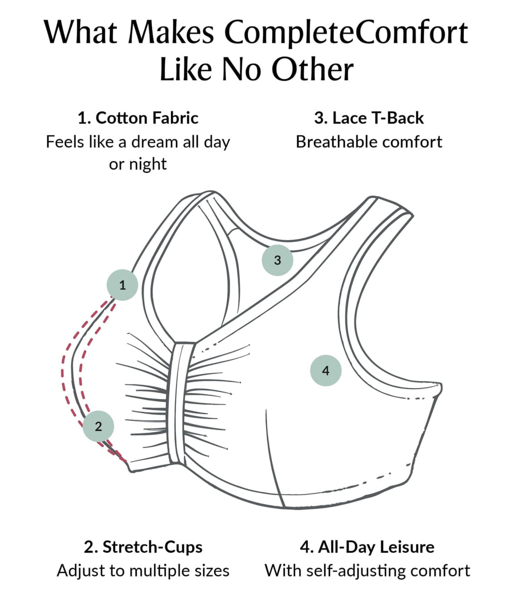 Front-Close Cotton T-Back Wire-Free Comfort Bra