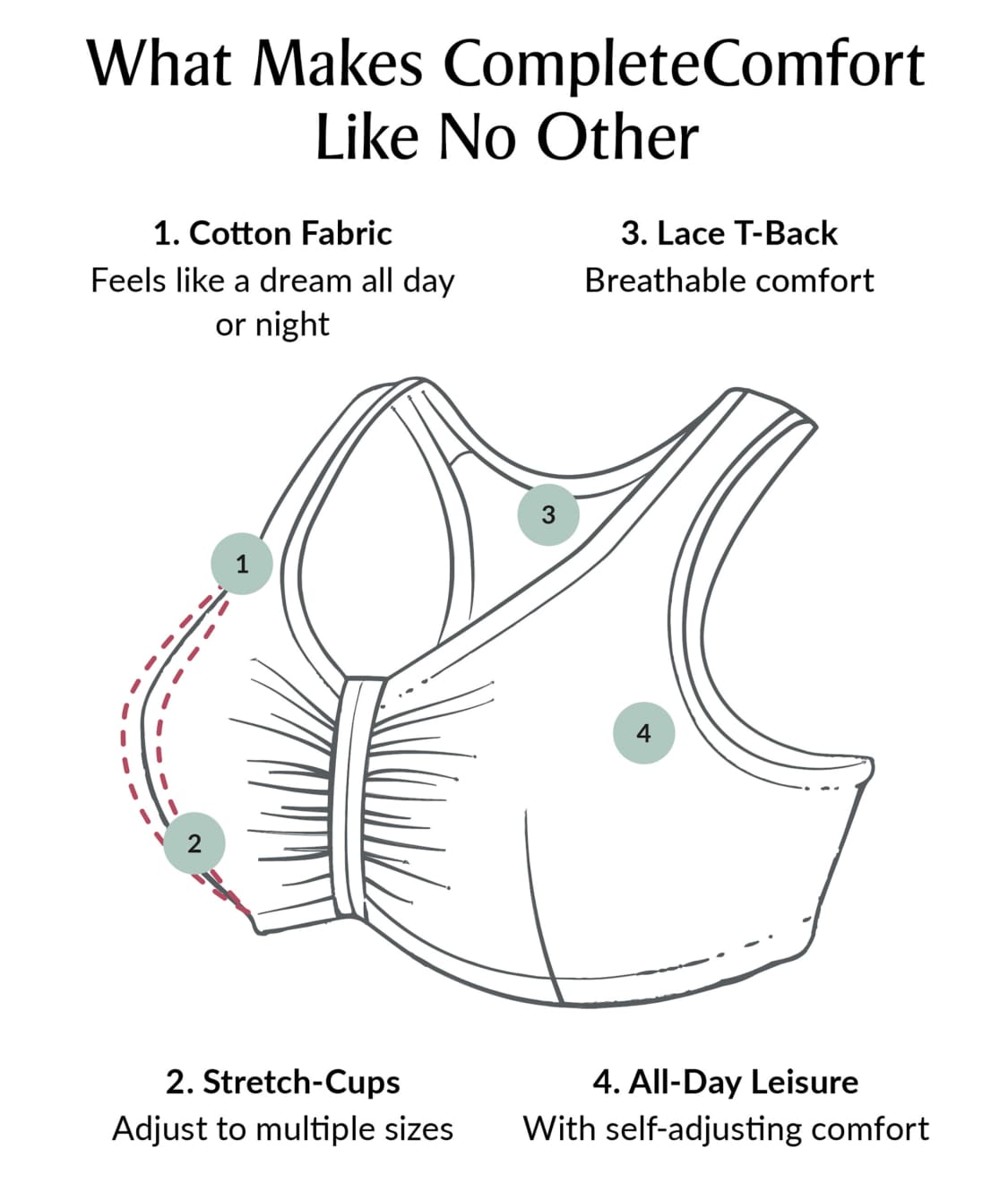 Front-Close Cotton T-Back Wire-Free Comfort Bra