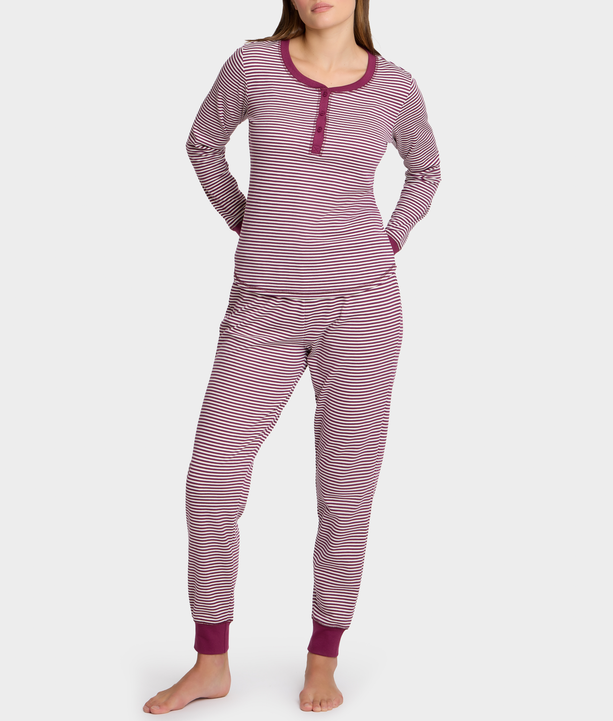 Her Stripe Henley PJ Set