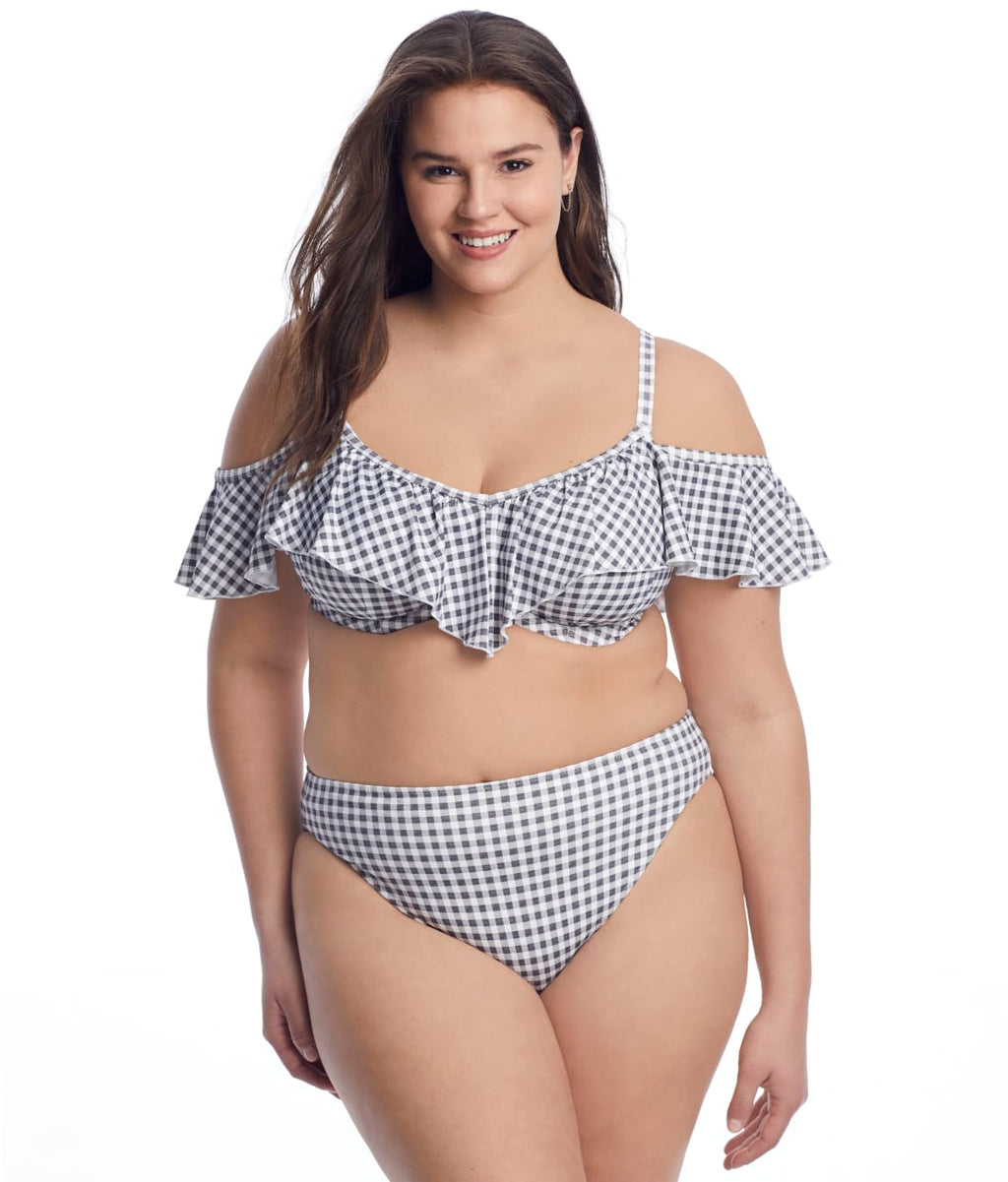 Plus Size Checkmate Ruffle Underwire Bikini Top